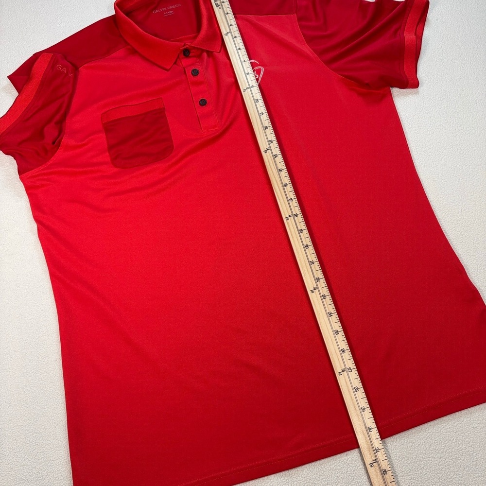 Galvin Green Golf Polo Men's XL Red Pocket Stretch Chinese‎ Character Logo Shirt - Picture 12 of 14